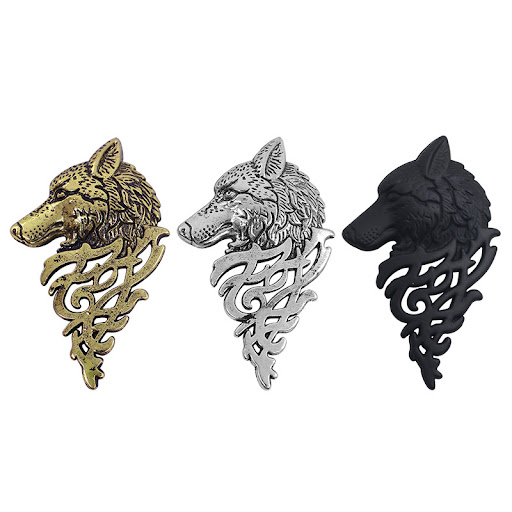 Title 1, Broche tête de loup dominant, pour un style aff...