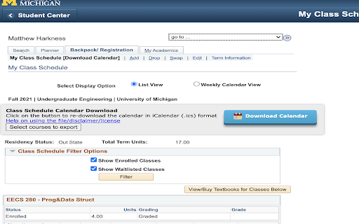 UMich Course Calendar