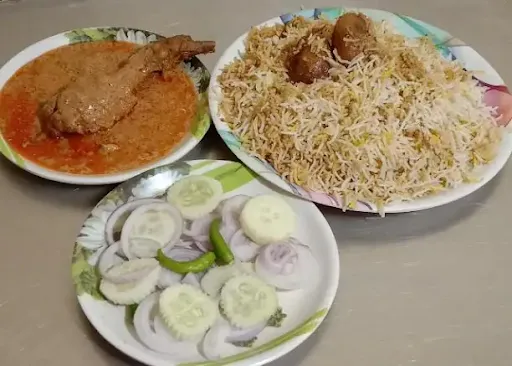 Aloo Biryani With Chicken Chaap And Salad [Serves 1]