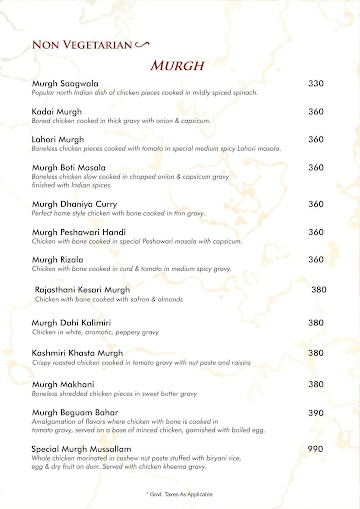 Mughal Sarai menu 