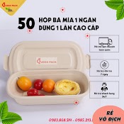 Set 50 Hôp Bã Mía 1 Ngăn Kèm Nắp Rời Bã Mía/Nhựa Pet Đựng Đồ Ăn Dùng 1 Lần, Dùng Cho Nhà Hàng Quán Ăn Khách Sạn