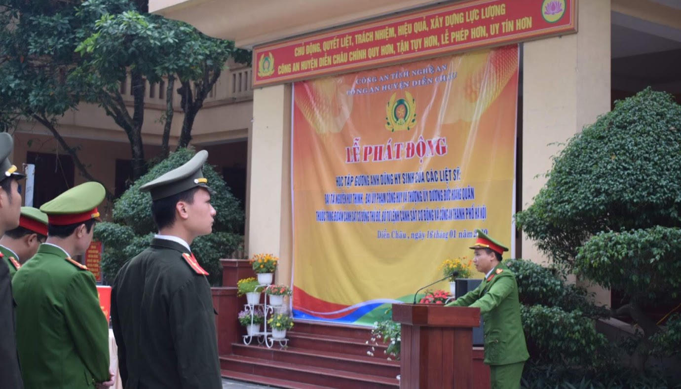 Công an huyện Diễn Châu phát động học tập 3 liệt sĩ hi sinh vì đảm bảo ANTT tại Đồng Tâm