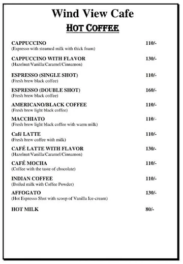 Wind View Cafe menu 