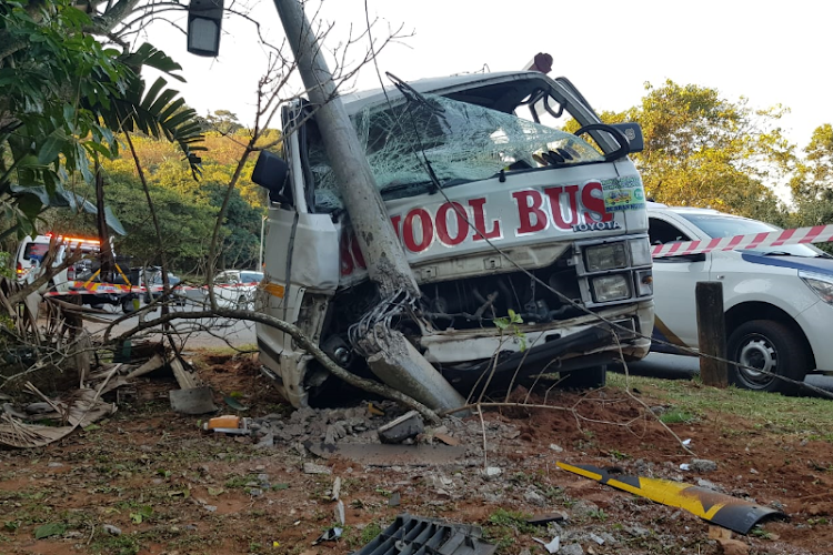 18 pupils were injured when the vehicle they were in crashed into a lamp post