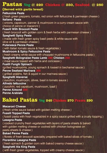 Cafe Rossini menu 