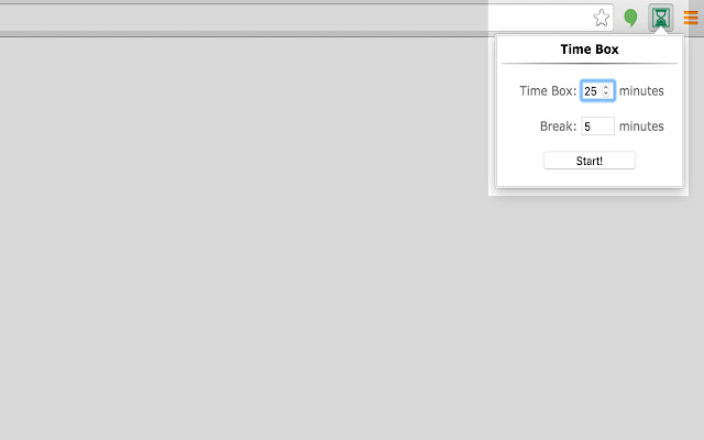 Time Box chrome extension