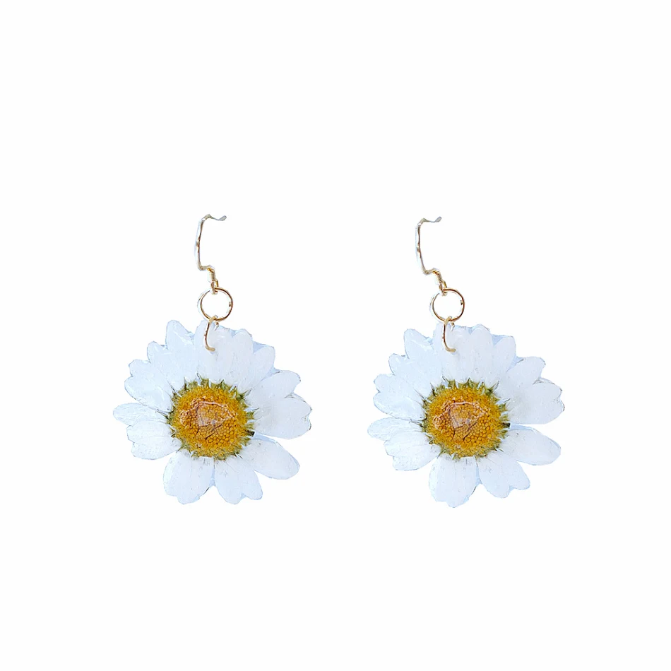 Elegante zilveren oorstekers met echte gedroogde bloemen voor dames, voor een natuurlijke en verfijnde uitstraling, perfect voor elke dag en speciale gelegenheden.