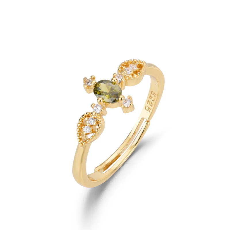 Title 6, Olivine Mopping Pad Zircon Ring Womens Open Ri...
