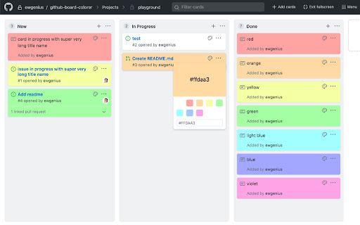 GitHub Board colorer