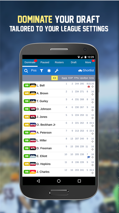 Android application Fantasy Draft Dominator 2016 screenshort