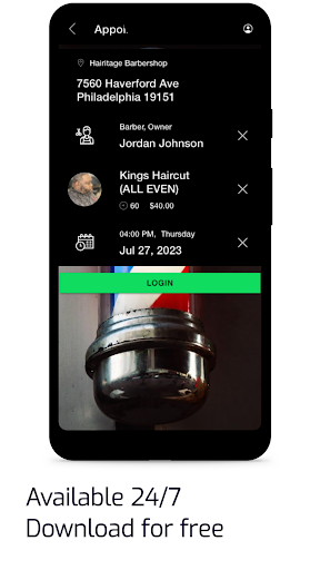 Screenshot J5dabarber Booking App