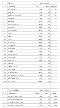 Luscious Cakes menu 1