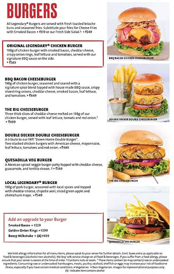 Hard Rock Cafe menu 