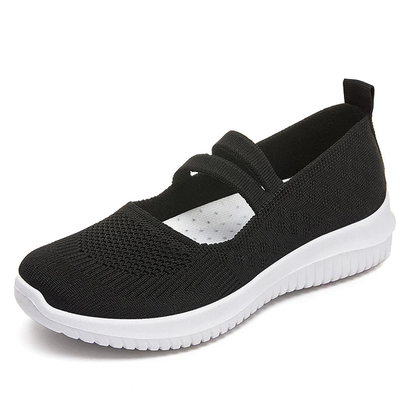 Dames ademende casual schoenen met flyknit geweven bovenwerk en zachte zool voor comfort en gemak
