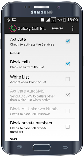 Galaxy Call Blocker