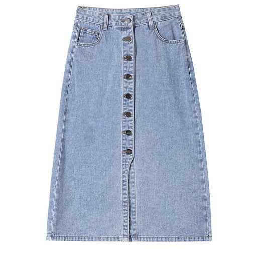 Title 8, Womens Mid-Length A-Line High Waist Split Deni...