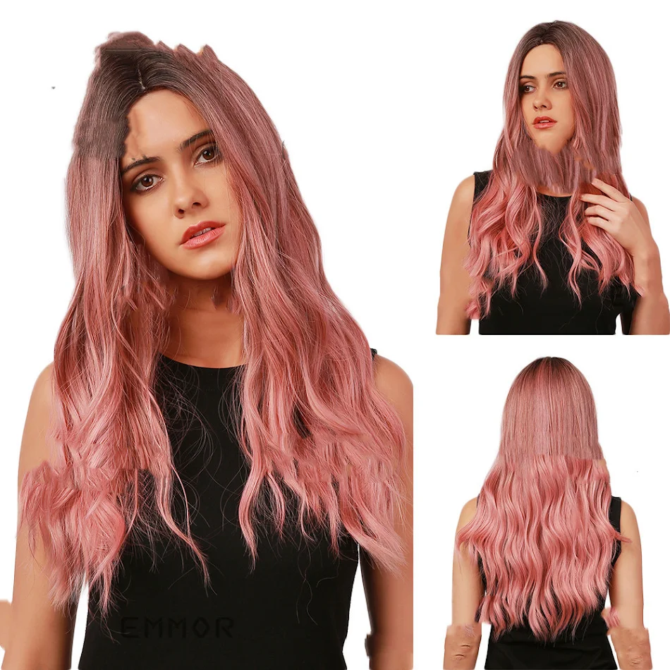 Parrucca Anime Capelli Lunghi Ricci Ondulati Gradiente Grande Onda Stile Europeo Americano Vita Perfetta Cosplay