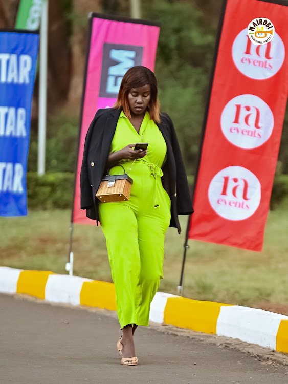 A fan arriving at the Bomas of Kenya for the Nairobi International Jazz Festival on October 28, 2023.