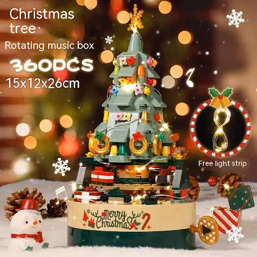 Title 2, Christmas Tree Building Blocks Rotating Music B...