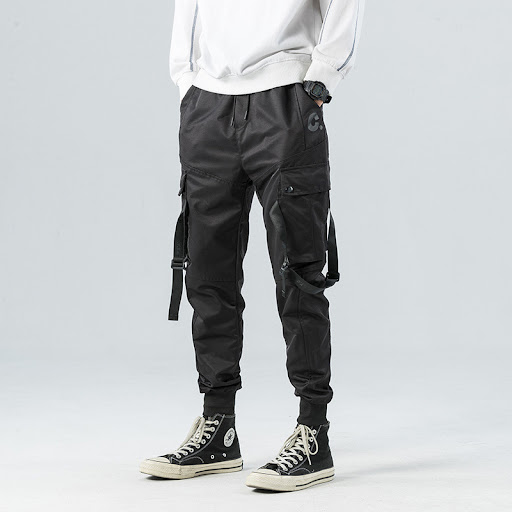 Title 6, Black Functional Overalls for Men Skinny Multi-...