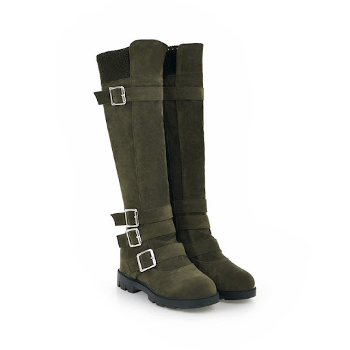 Title 11, British Belt Buckle High Top Martin Boots Women...