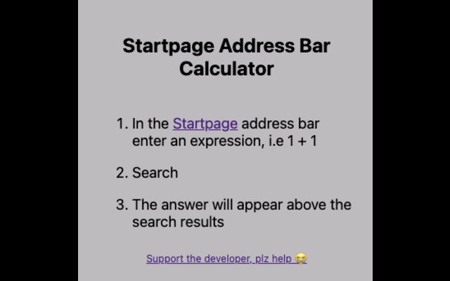 Startpage Address Bar Calculator Preview image 1