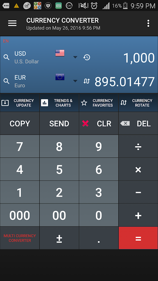 Currency Conversion Table