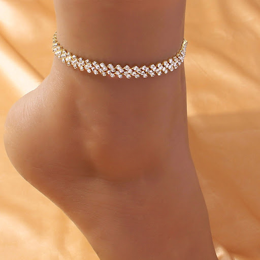 Title 4, Diamond Shaped Rhinestone Cross Anklet. A simpl...