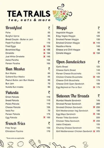 Tea Trails menu 