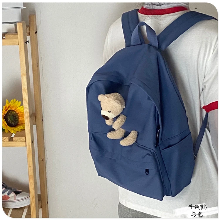 Japanese Students Cartoon Bear Schoolbag In Harajuku