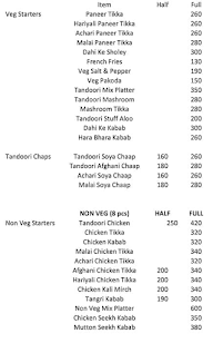 The Great Tandoor Factory menu 1