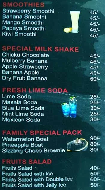 Lassi & Juice World menu 