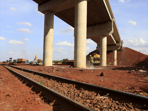 A section of the overpass bridge of the Mombasa-Nairobi standard gauge railway (SGR) is seen at Emali in Kenya October 10, 2015. /REUTERS