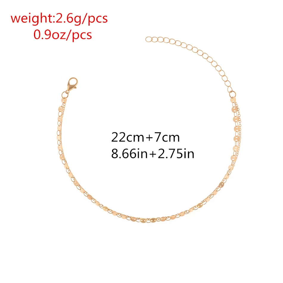 Geometrische koperen pailletten multi-layer blote voetenketting, perfect voor strand en zomer. Voeg glamour toe aan je voeten!
