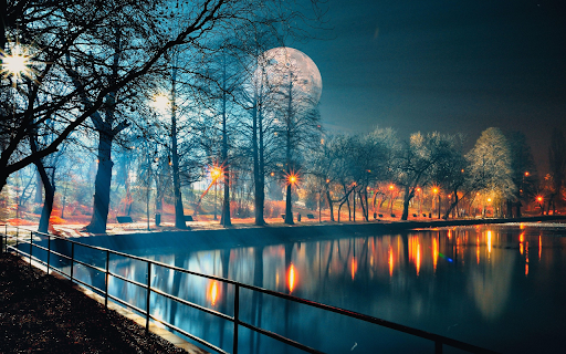 Ethereal Moonlight Park Reflection screenshot 1