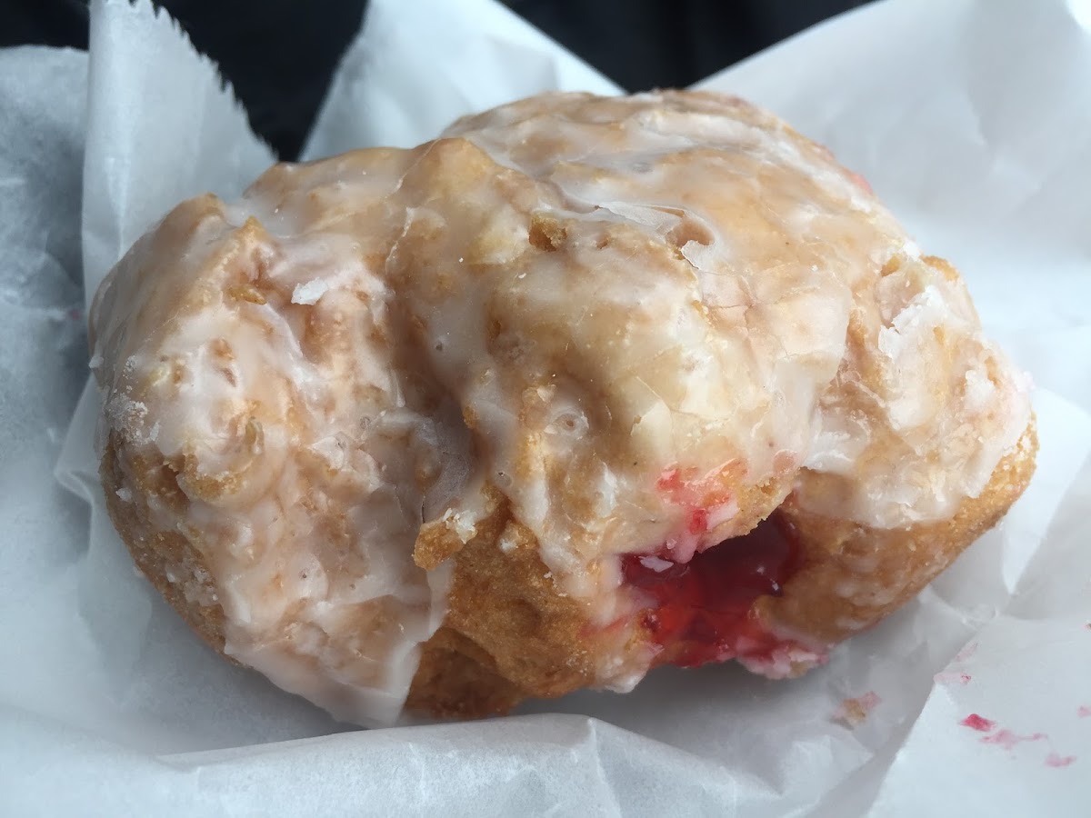 Raspberry filled donut - wow! So fresh and good...