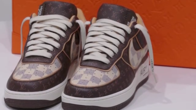 Bids for auction of Louis Vuitton-Nike sneakers, designed by Virgil