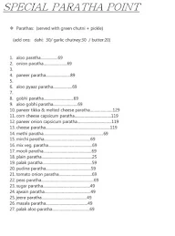 Paratha Point menu 1