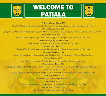 Patiala NH 44 menu 