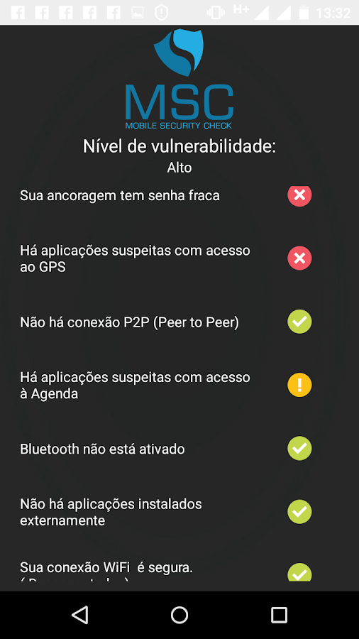  MSC- Mobile Security Check: captura de tela 