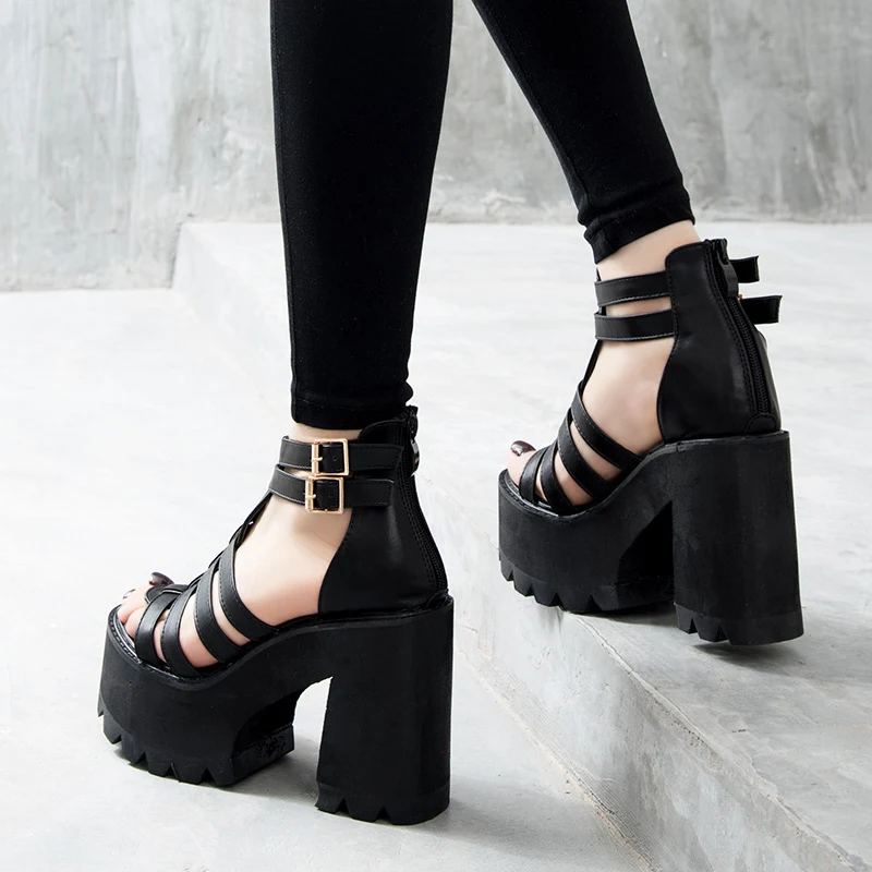 Sandalias de tacón grueso y boca de pez para mujer, tacón alto, ideales para caminar con estilo y comodidad en cualquier ocasión.