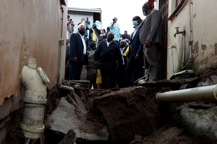 President Cyril Ramaphosa and KwaZulu-Natal premier Sihle Zikalala visit flood-ravaged areas of the province earlier this year.