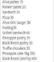 Batra Confectionary menu 1