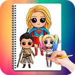 Cover Image of ดาวน์โหลด Drawing Cute Chibi Super Heroes 1.6 APK