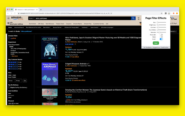 Page Filter Effects chrome extension