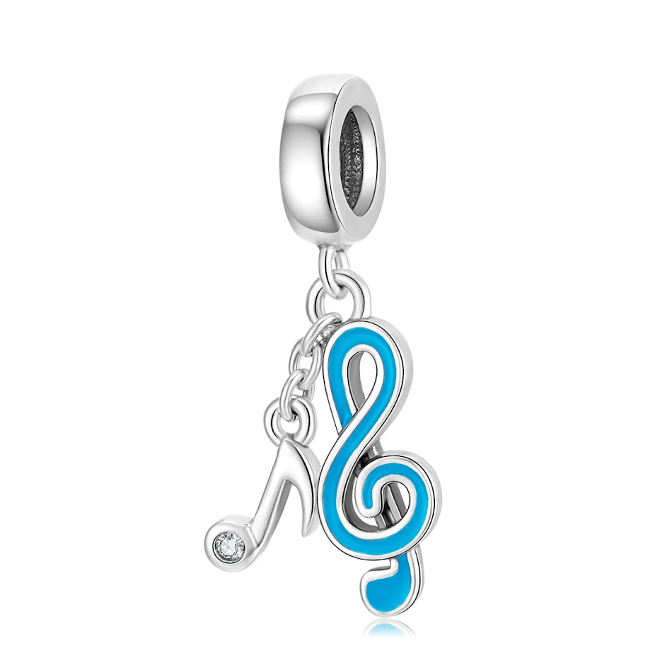 S925 Argent Sterling Incrustations Diamant Instrument Guitare Piano DIY Bracelet Collier Pendentif Accessoires Bijoux Uniques