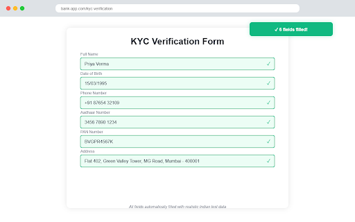 Indian Test Data Auto-Fill screenshot 3
