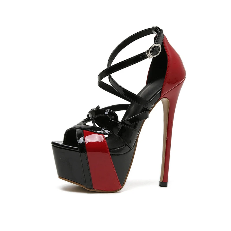 Title 4, Contrast Cross Buckle Womens Stiletto Sandals,...