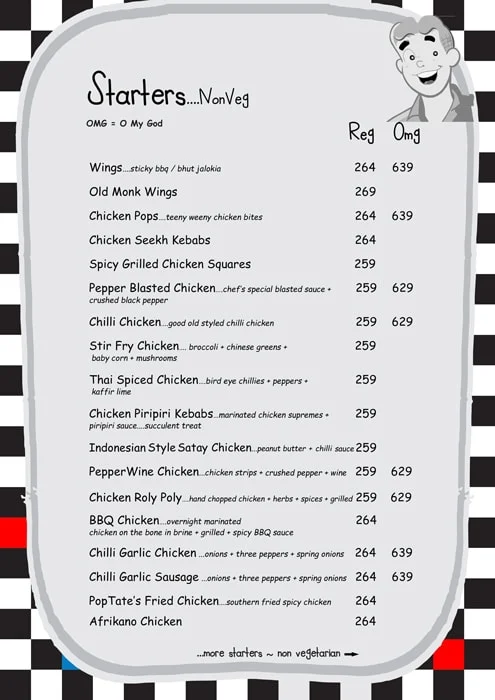 Poptates Lokhandwala menu 