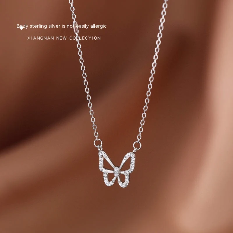 Title 3, Collier de clavicule creux papillon en diamant,...